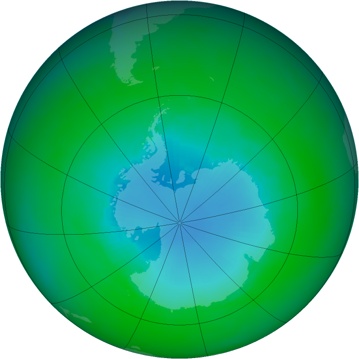 Antarctic ozone map for December 2001